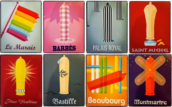 Paris condom postcards