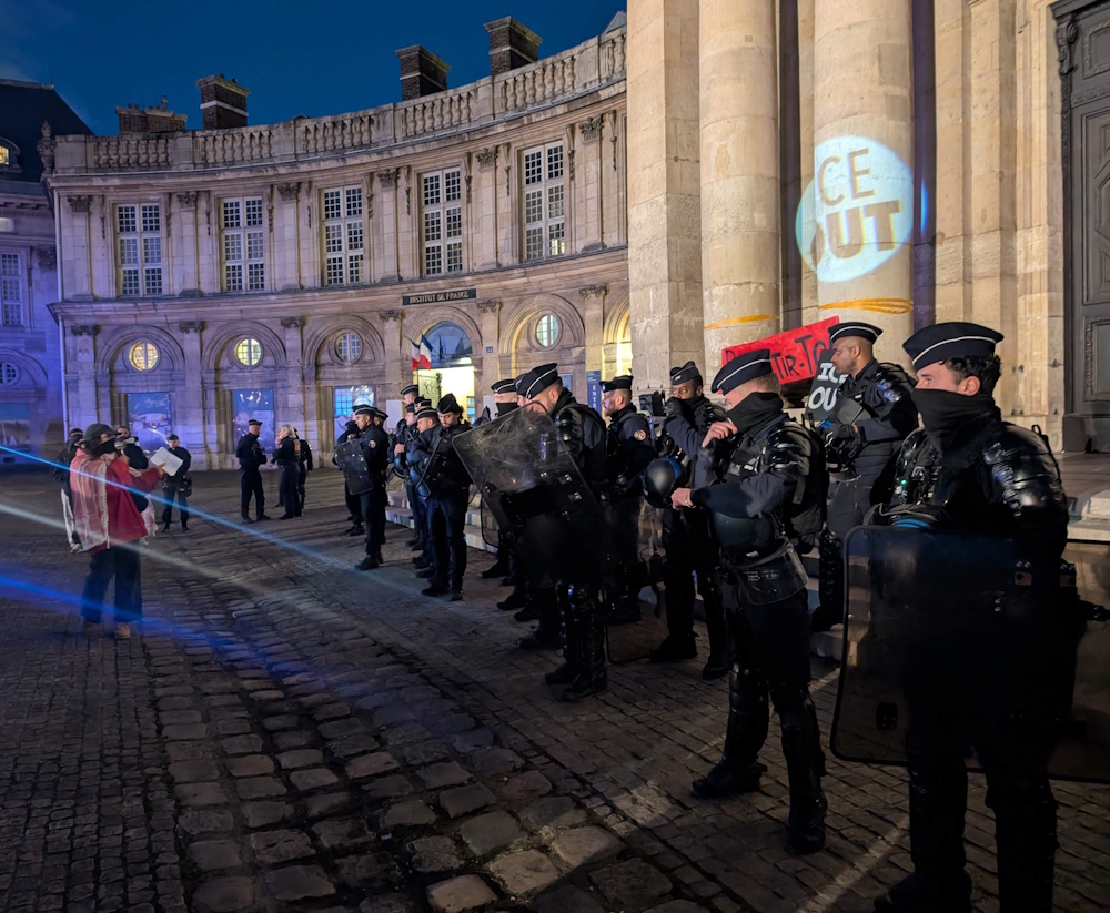 The police standing watch at our "undeclared" protest.