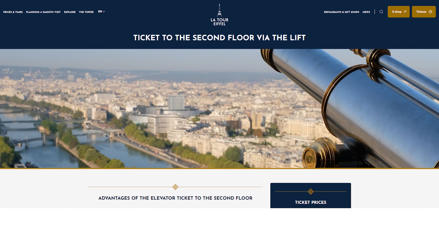 Sitio web oficial de la Torre Eiffel