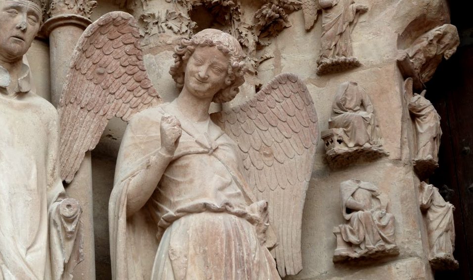 Smiling angel statue Reims Cathedral