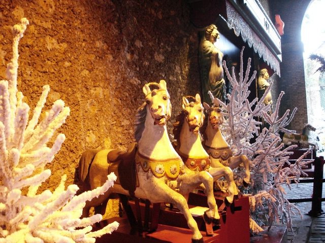 Antique carousel horses at Carnival Arts Museum