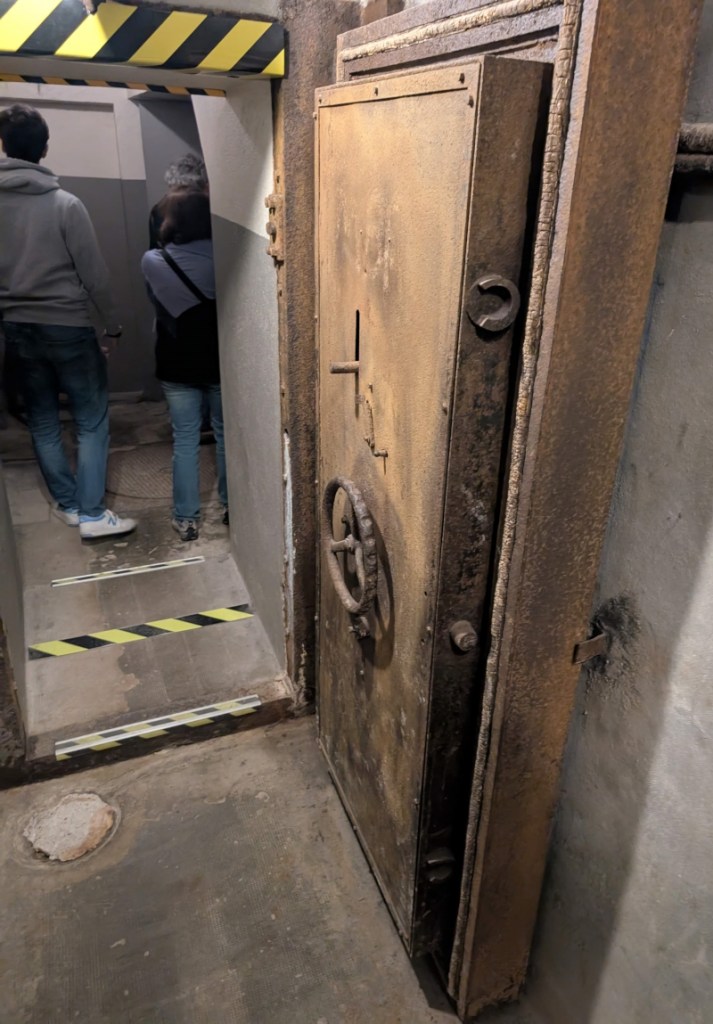 The heavy door leading to the defense shelter/Command post.