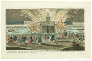 vintage print of fireworks
