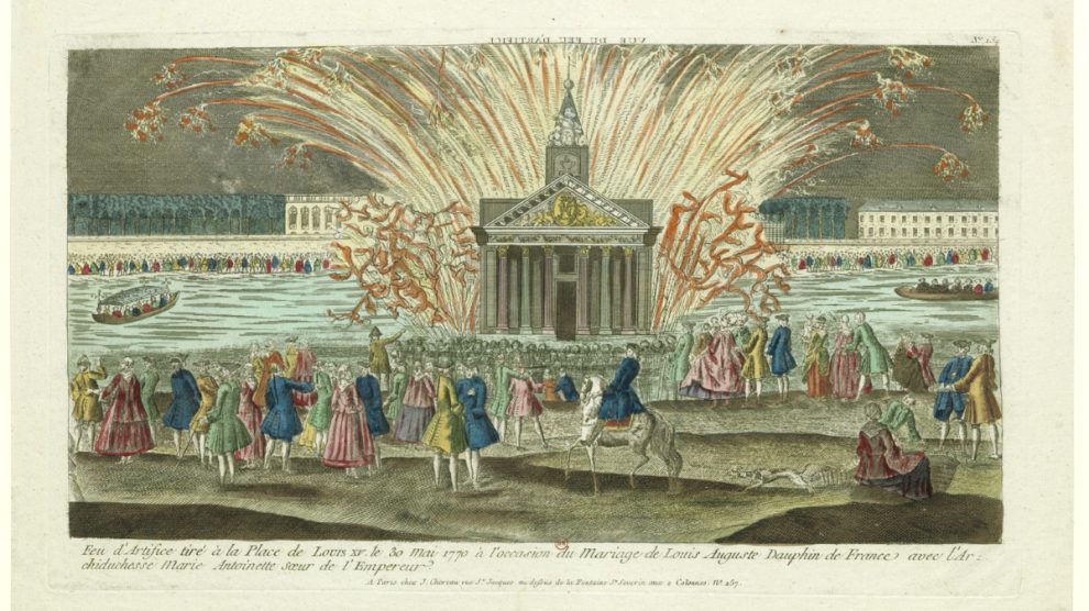 vintage print of fireworks