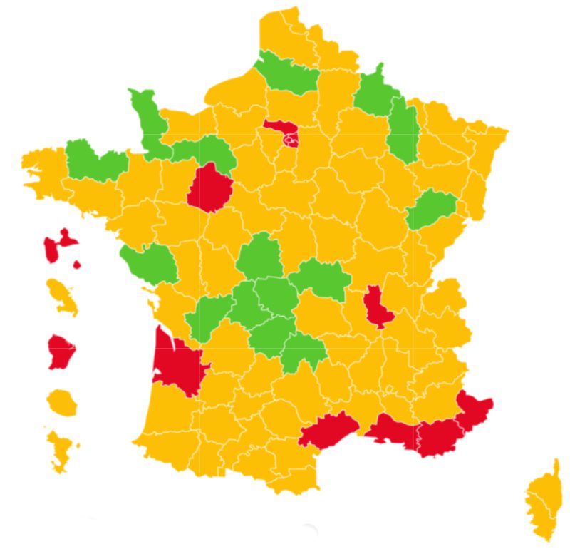 Covid Red Zones Map as of August 28th