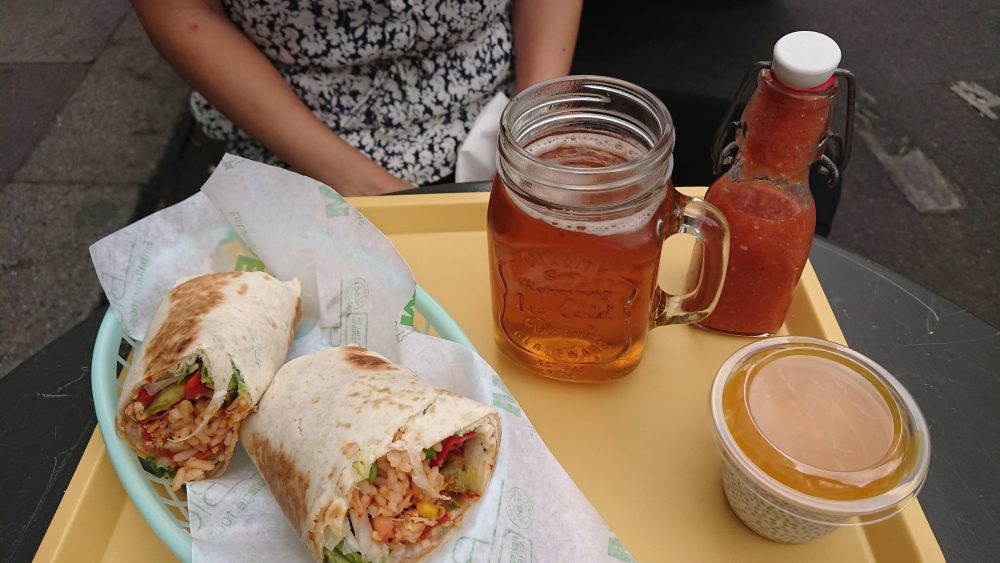 burritos and iced tea