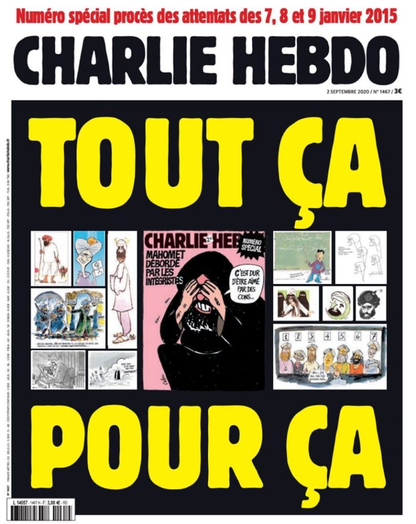 Charlie Hebdo cover "all this for this"