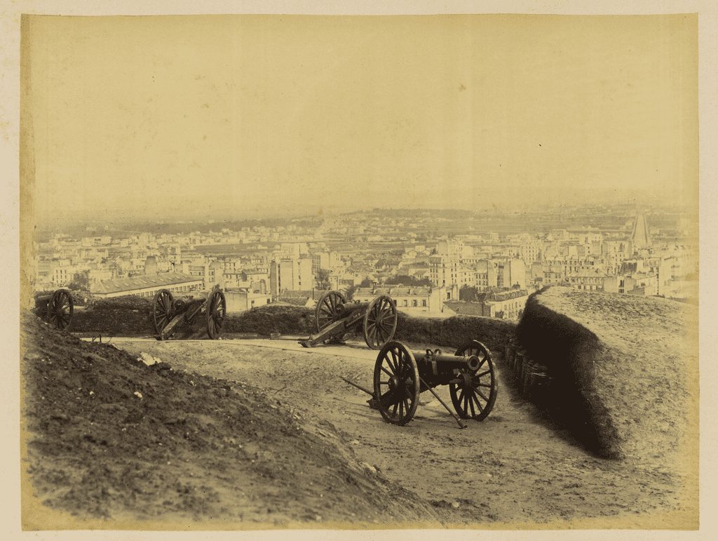 historic image of cannons on Paris hilltop