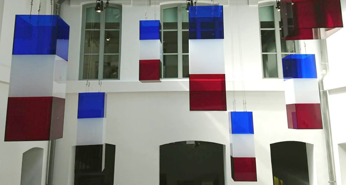 Red, white, blue lights