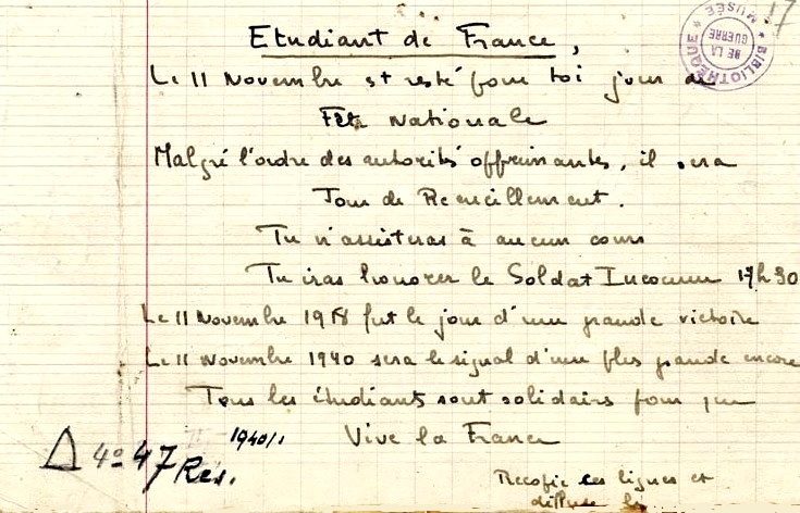 archive letter of student protest