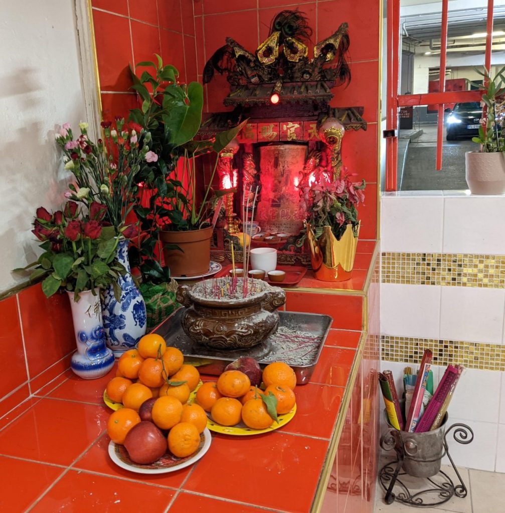 Offering in front of the temple entrance