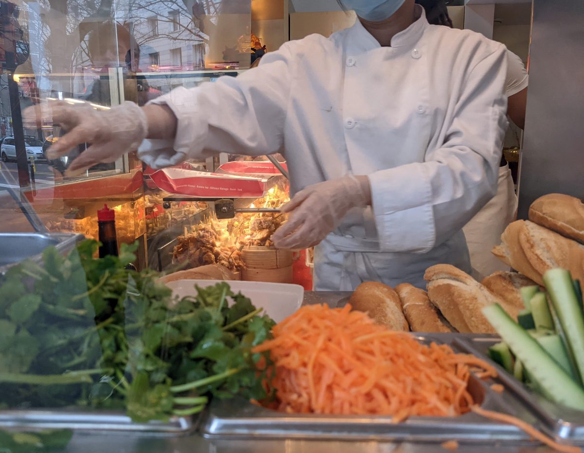 making Banh Mi sandwiches