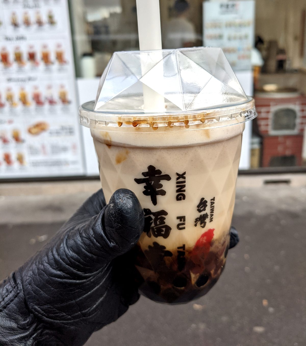 My red bean boba drink
