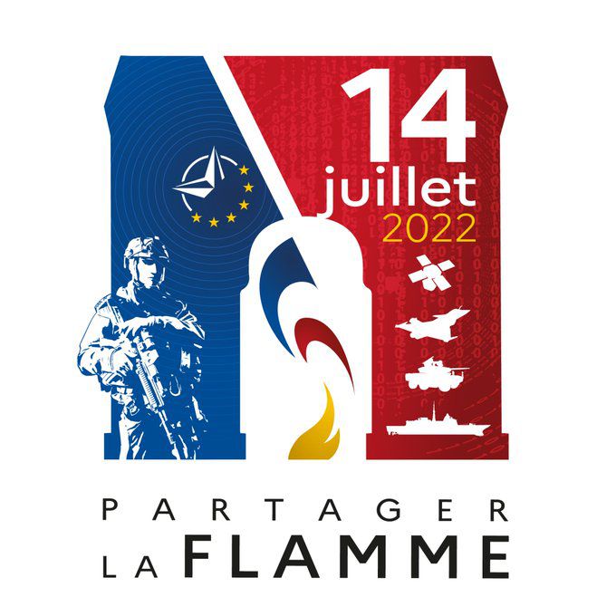 14 Juillet 2022 logo, "Partager la Flamme"
