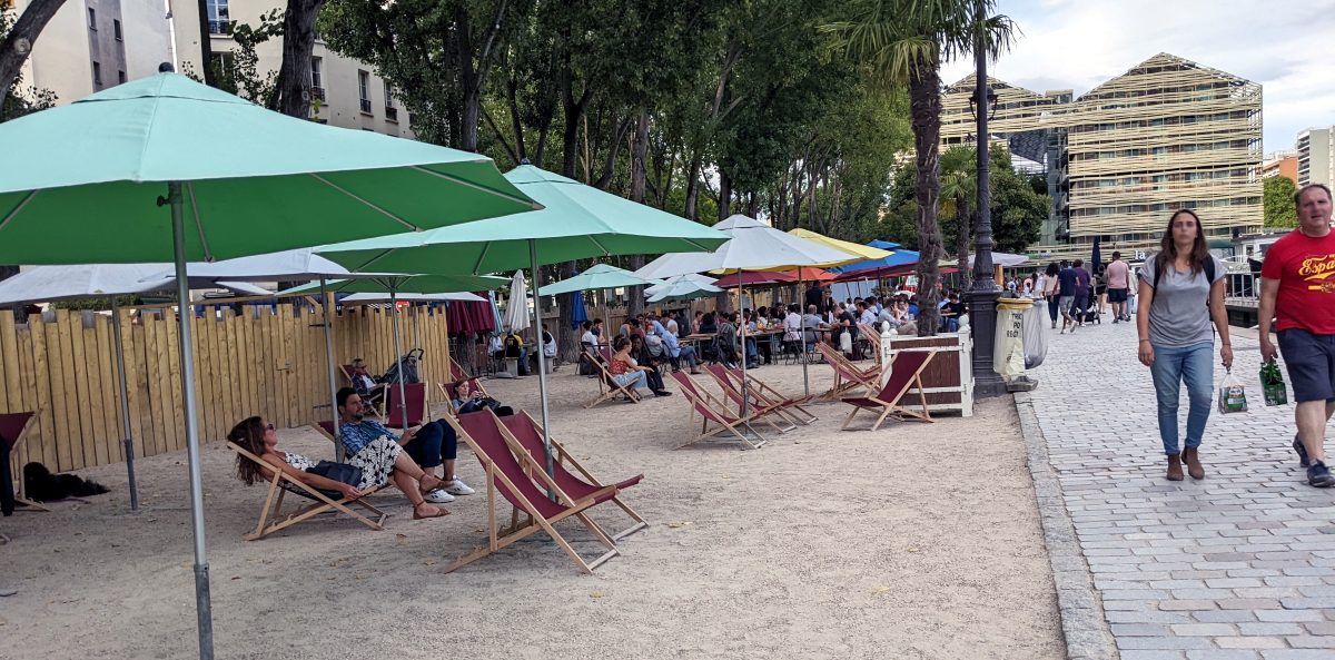 Lounge chairs along the Bassin de la Villette
