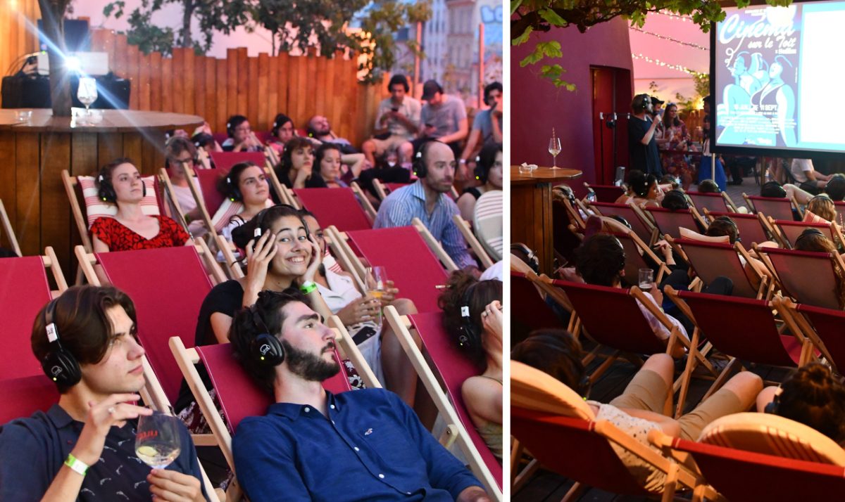 Open air rooftop cinema at Bar à Bulles, Machine de la Moulin Rouge
