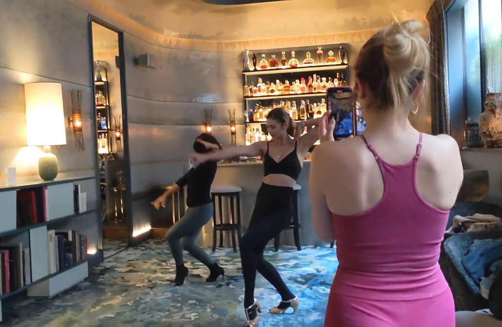 Jolene with a class participant