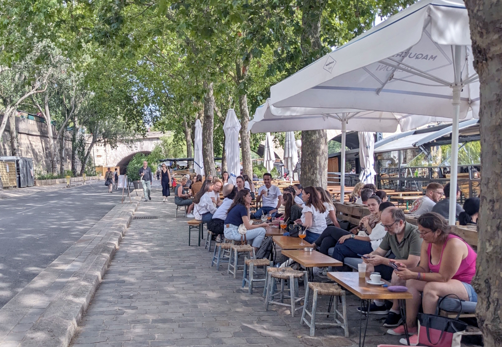 One of the many dining areas at Paris Plage.