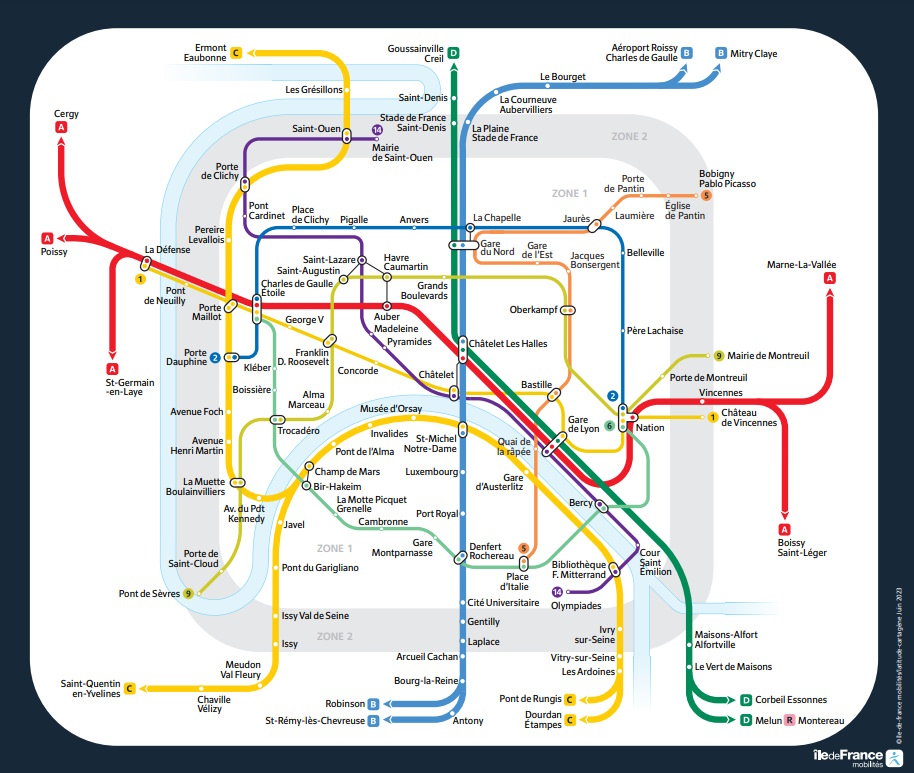 Metro and RER lines for Fête de la Musique