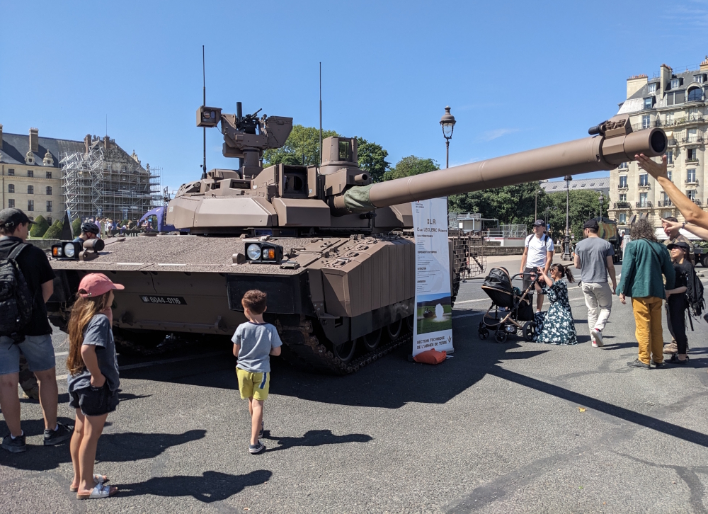 Families check out the tanks on the Esplanade at Invalides