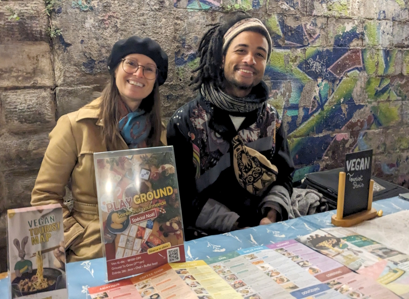 Heather and Franck at the Ginger Juice Afro-Vegan Marché de Noël