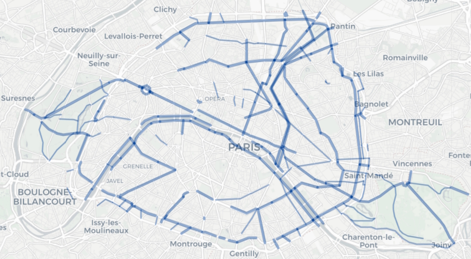 Pre-2021 bike lanes in Paris