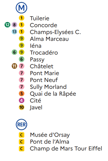 List of closed metro and RER stations from July 18th-26th