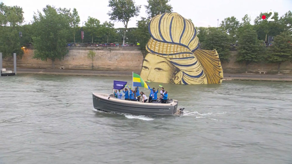 Gabon on their small boat and one of the escapees from the Louvre