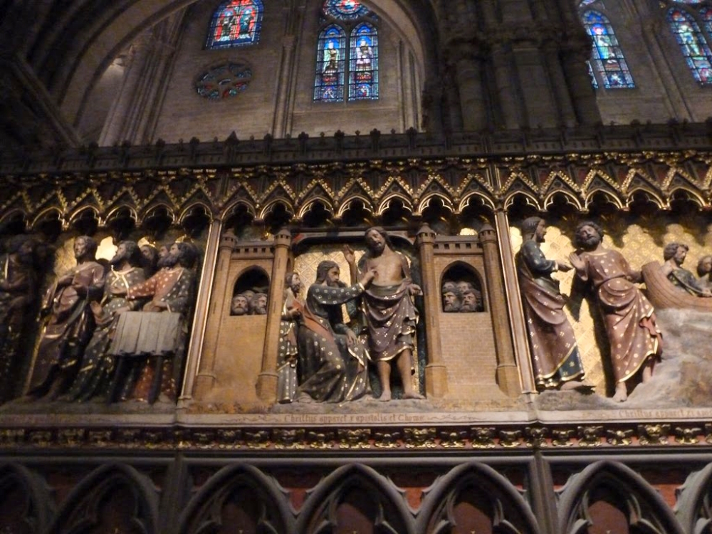 Doubting Thomas on the wooden choir screen