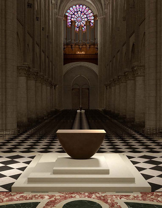 Press images of new liturgical furniture and objects.