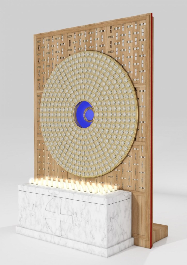 Press images of new liturgical furniture and objects.