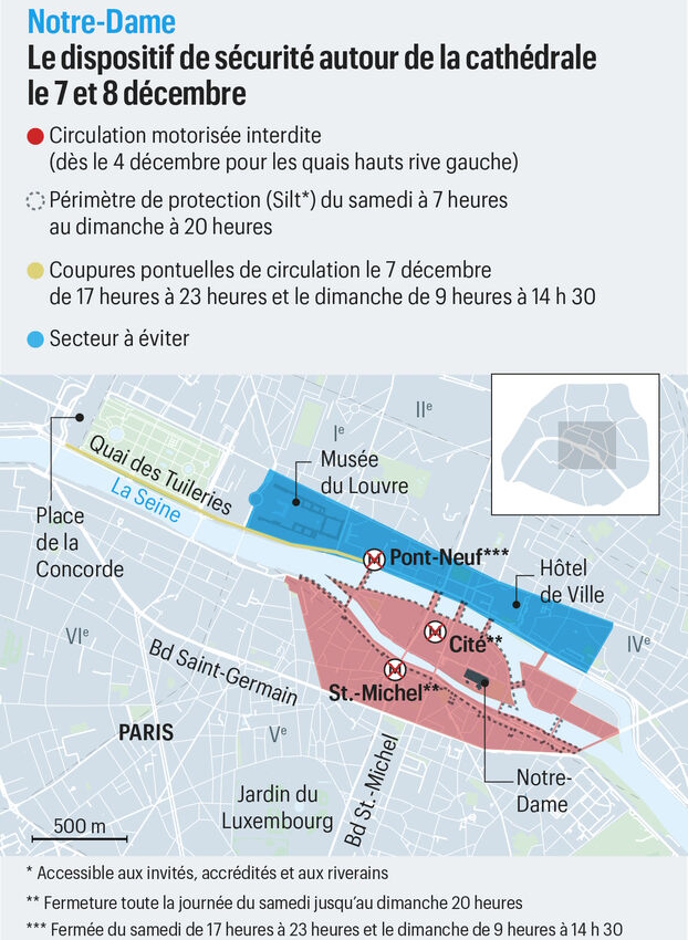Map from the Prefecture de Police in Paris for security perimeters