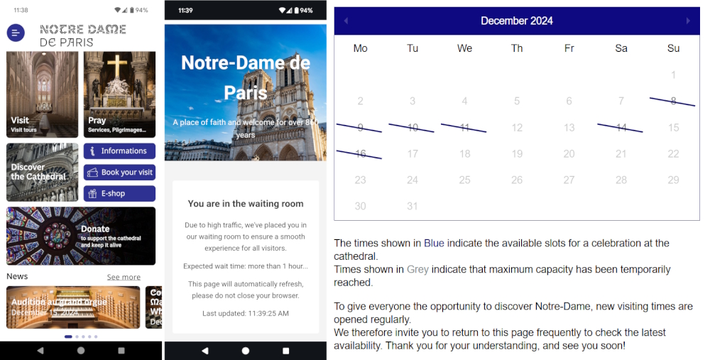 Screen shots from the new 
reservation system