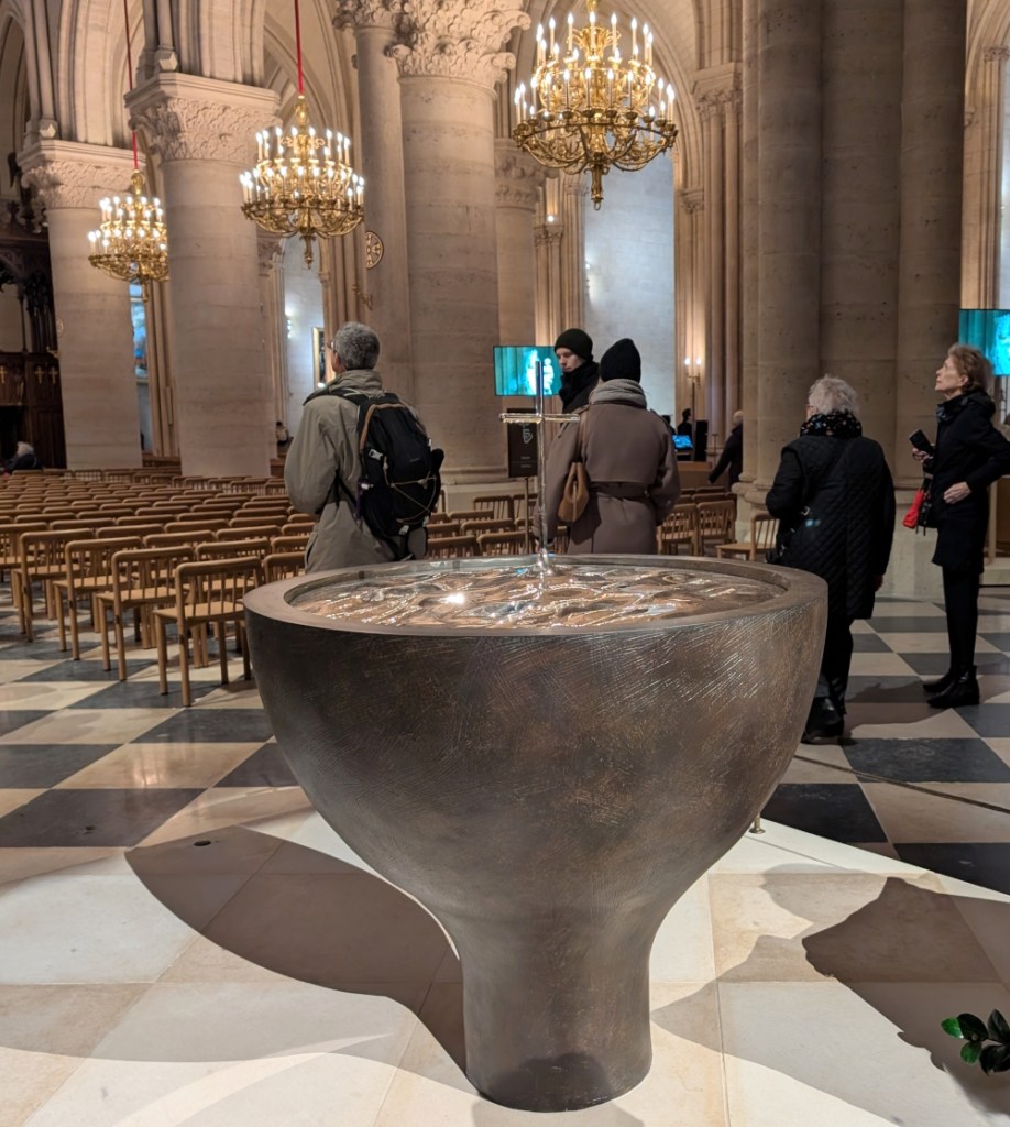 The new baptismal font.