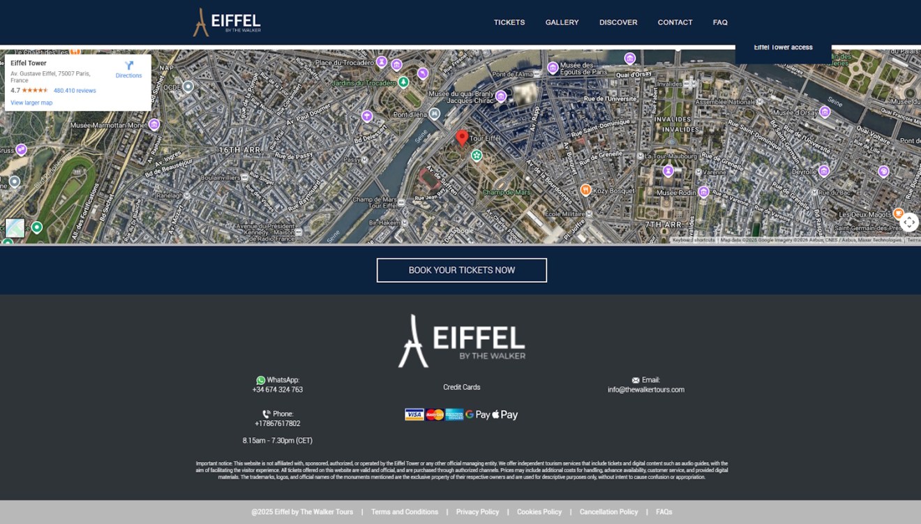 The copycat Eiffel Tower website footer